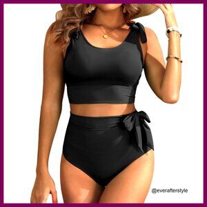Nylon Blend High Waisted Bikini Set with Tummy Control